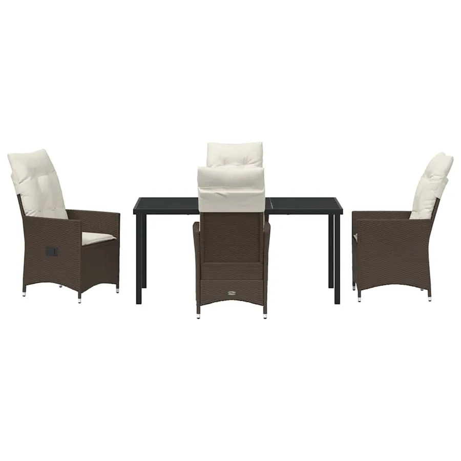 Ensemble de salle à manger pour jardin 5 pcs Marron polyrotin - 7