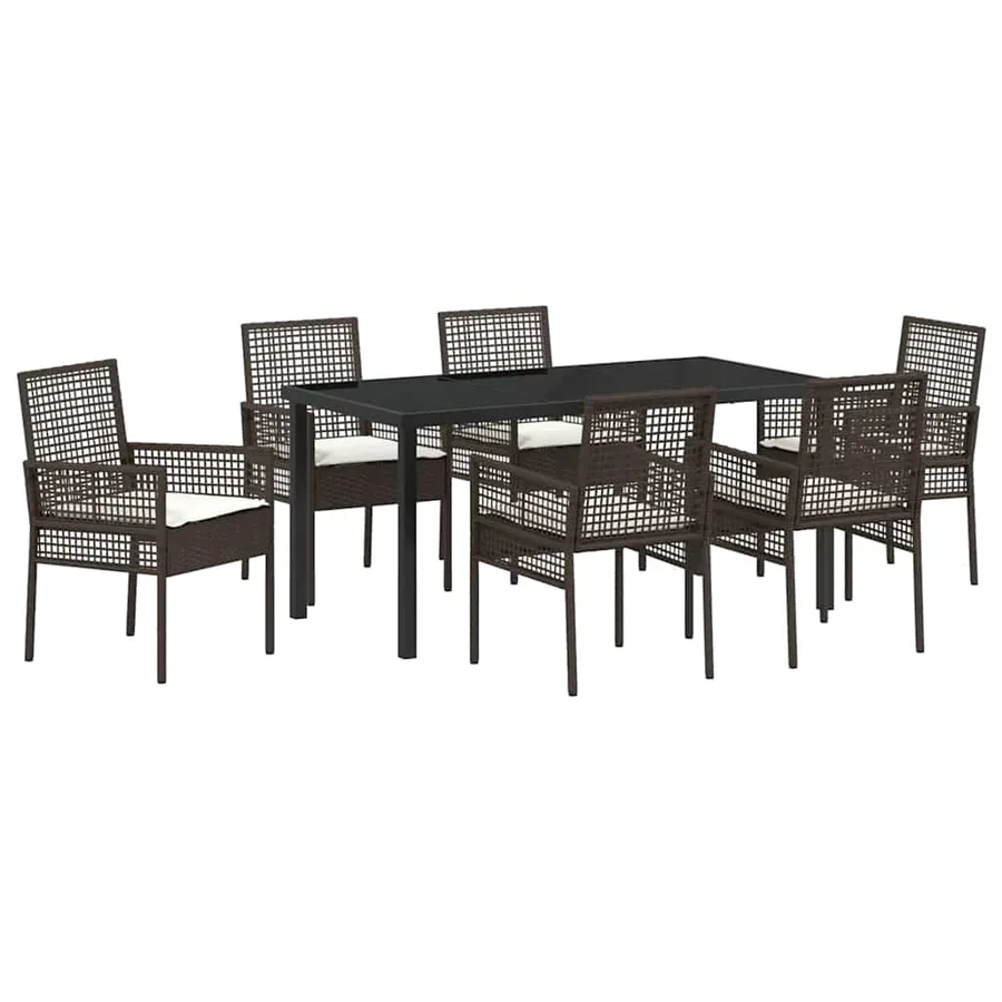 Ensemble de salle à manger pour jardin 7 pcs Marron polyrotin - 2