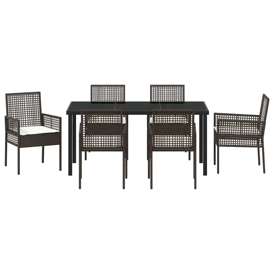 Ensemble de salle à manger pour jardin 7 pcs Marron polyrotin - 7