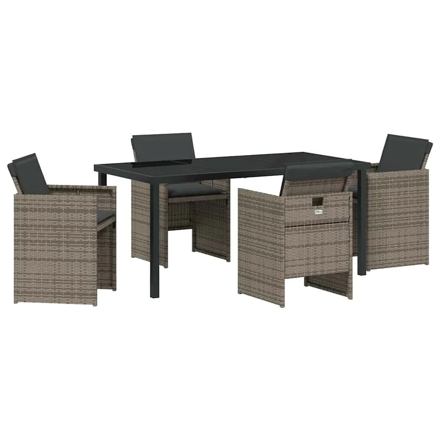 Ensemble de salle à manger pour jardin 5 pcs Gris polyrotin - 2