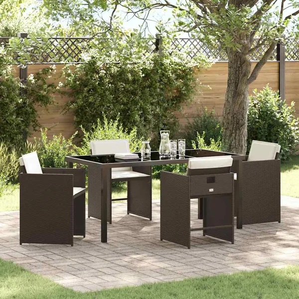Ensemble de salle à manger pour jardin 5 pcs Marron polyrotin