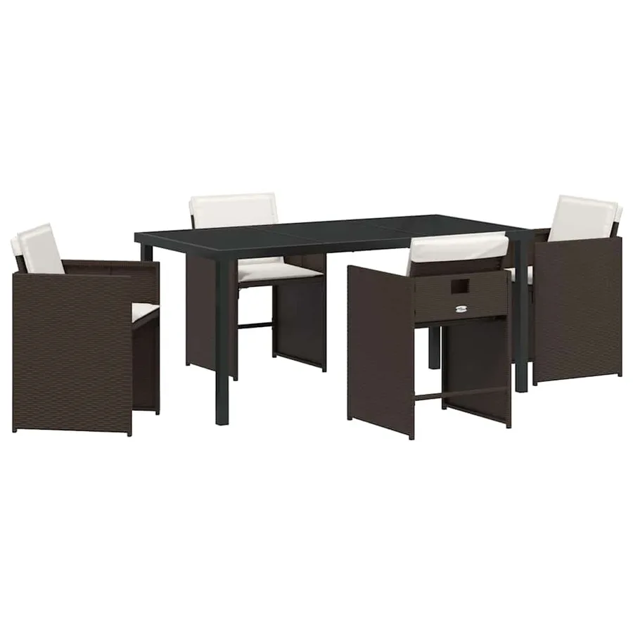 Ensemble de salle à manger pour jardin 5 pcs Marron polyrotin - 2