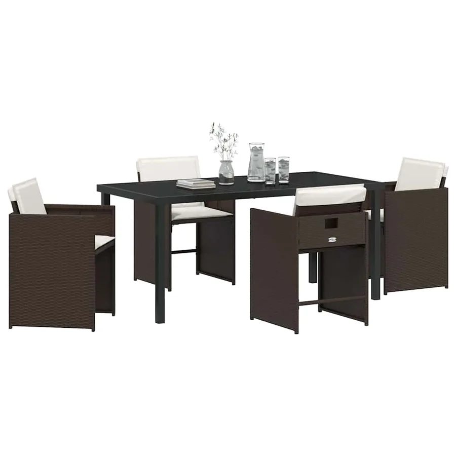 Ensemble de salle à manger pour jardin 5 pcs Marron polyrotin - 3