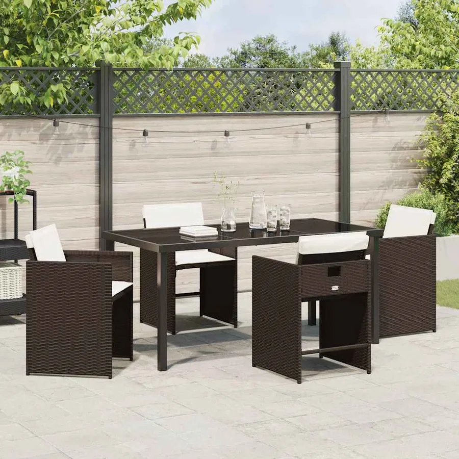 Ensemble de salle à manger pour jardin 5 pcs Marron polyrotin - 4