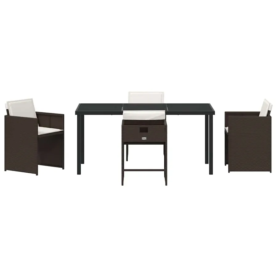 Ensemble de salle à manger pour jardin 5 pcs Marron polyrotin - 7