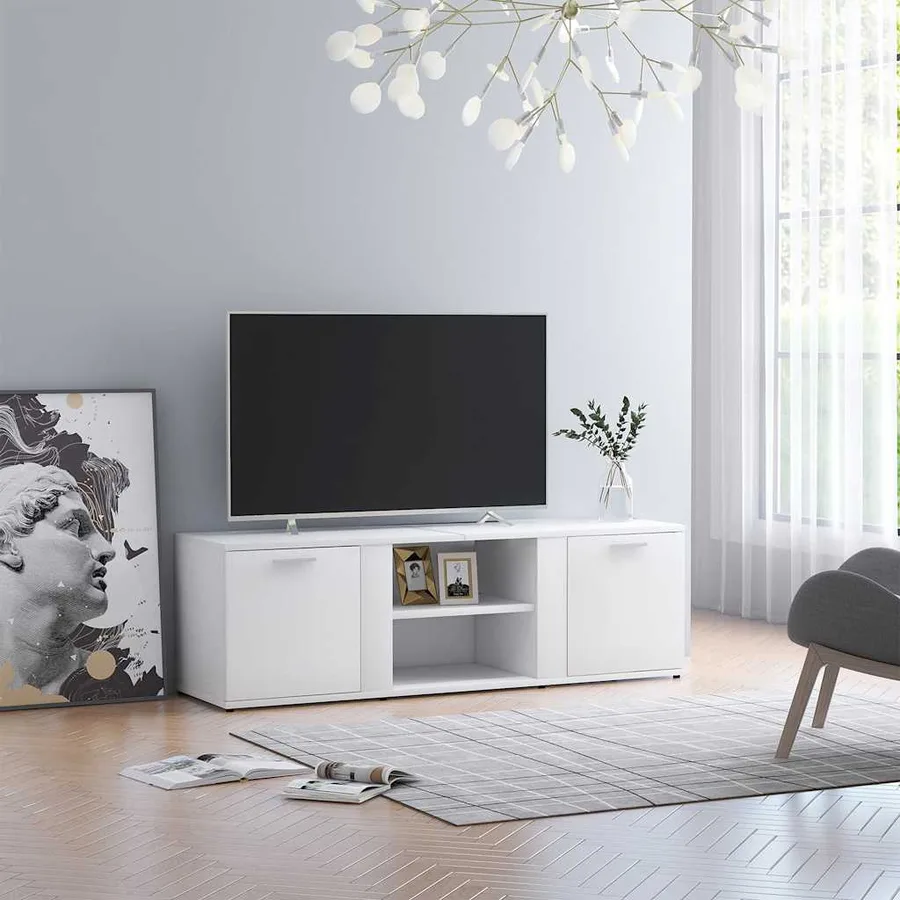 Meuble TV Blanc 120x34x37 cm Bois d'ingénierie - 3