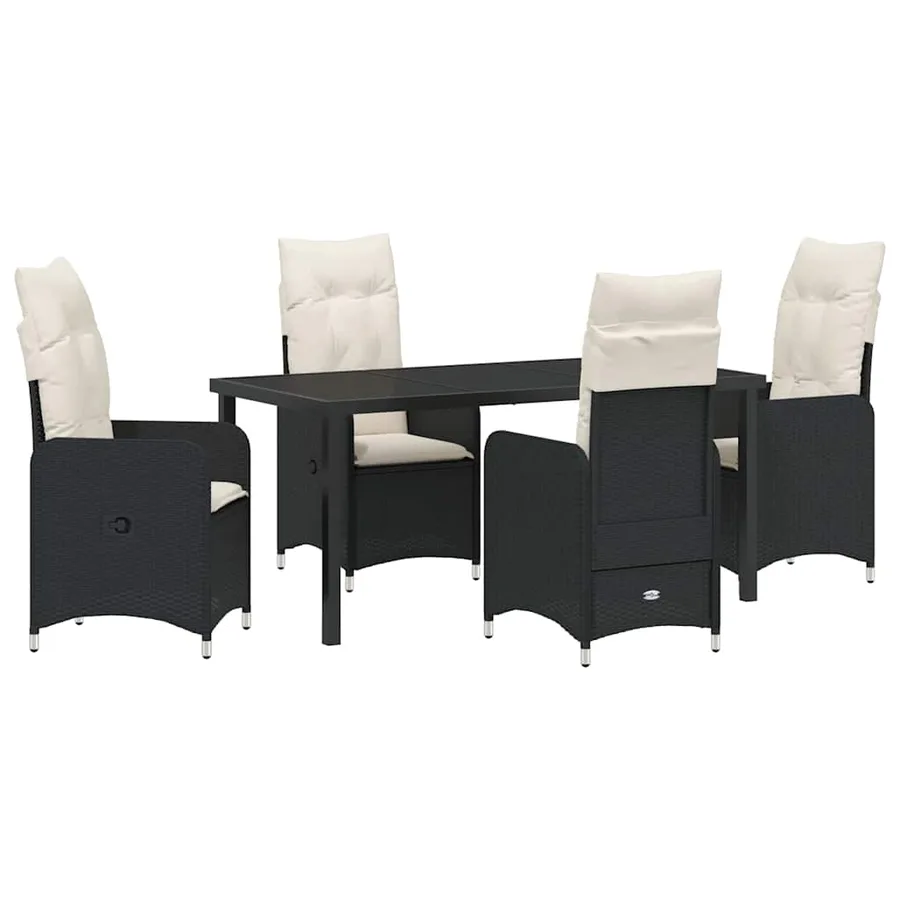 Ensemble de salle à manger pour jardin 5 pcs Noir polyrotin - 2