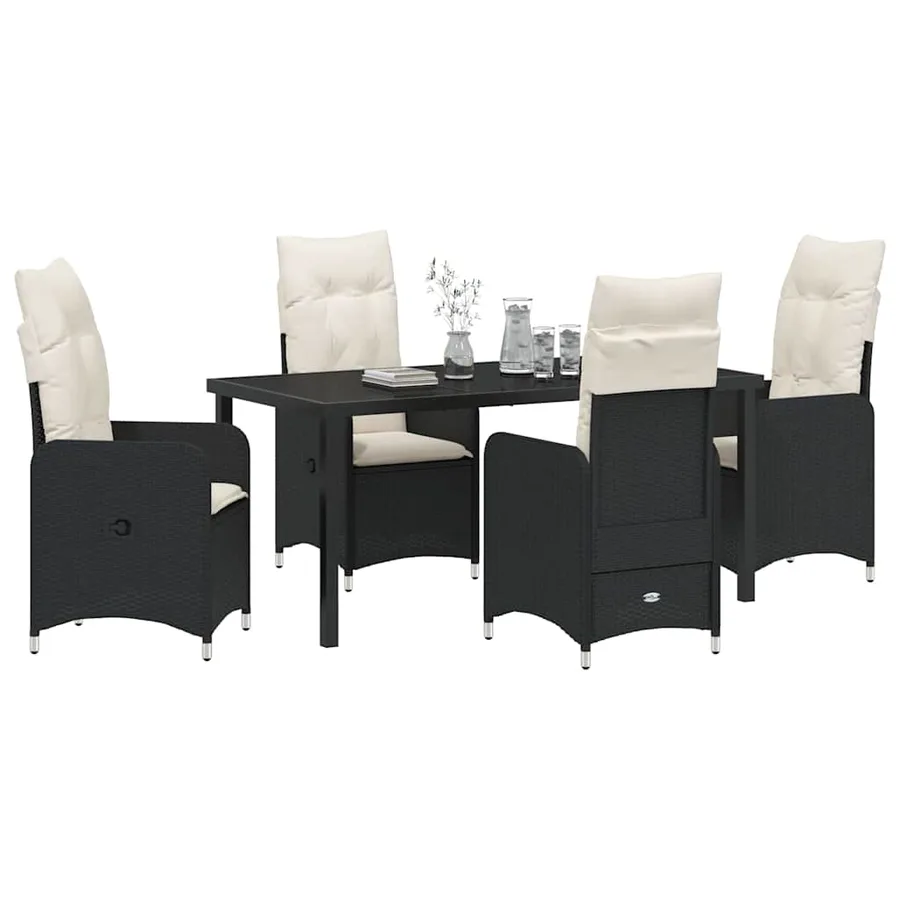 Ensemble de salle à manger pour jardin 5 pcs Noir polyrotin - 3