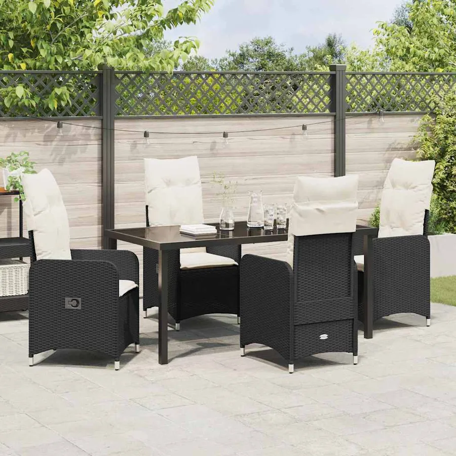 Ensemble de salle à manger pour jardin 5 pcs Noir polyrotin - 4