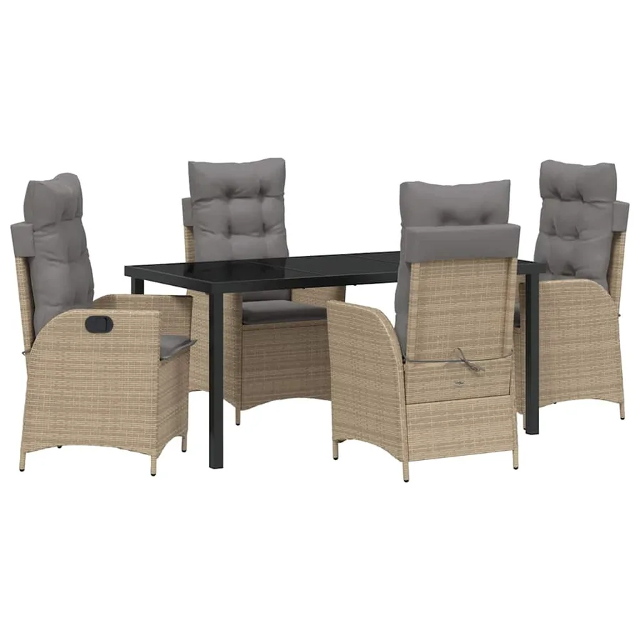 Ensemble de salle à manger pour jardin 5 pcs Beige polyrotin - 2