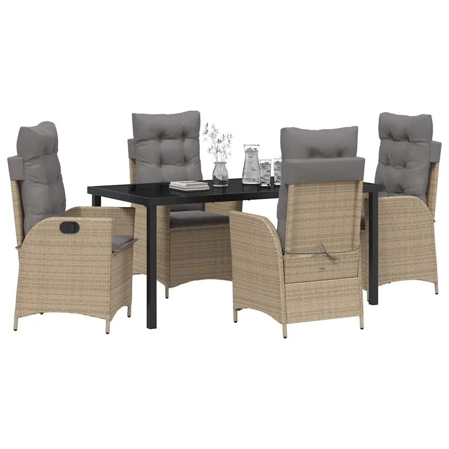 Ensemble de salle à manger pour jardin 5 pcs Beige polyrotin - 3
