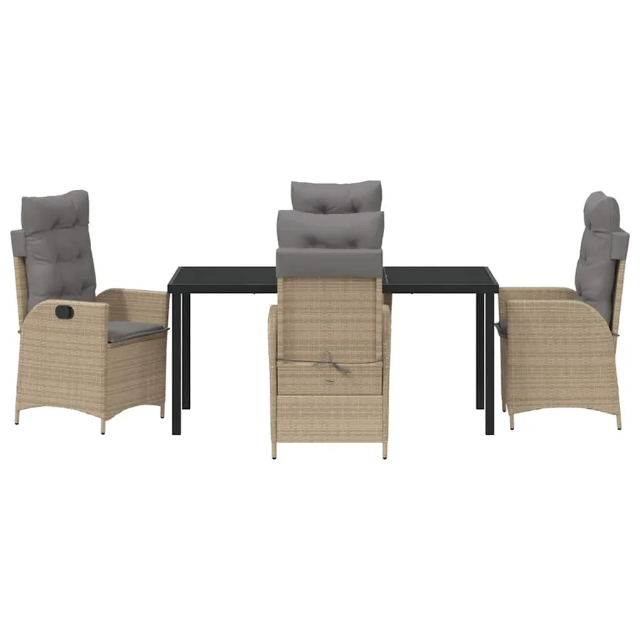 Ensemble de salle à manger pour jardin 5 pcs Beige polyrotin - 7
