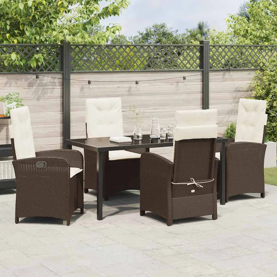 Ensemble de salle à manger pour jardin 5 pcs Marron polyrotin - 4