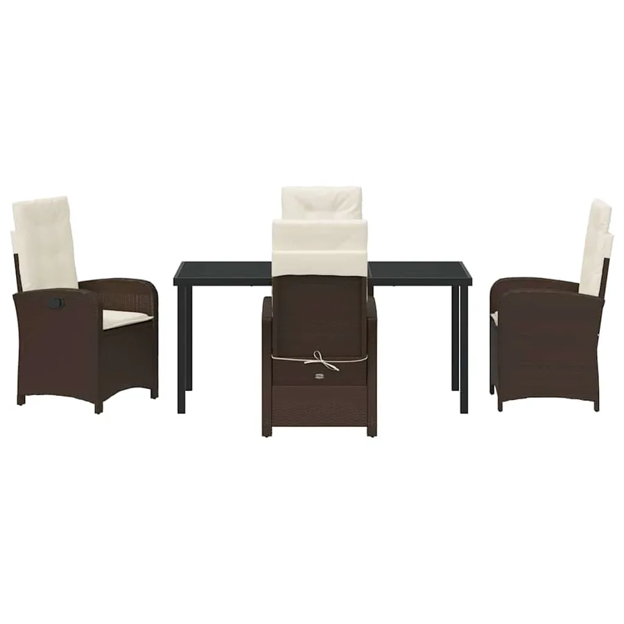 Ensemble de salle à manger pour jardin 5 pcs Marron polyrotin - 7