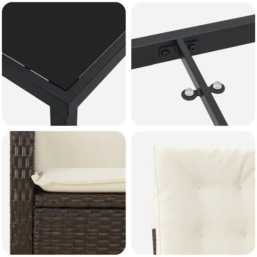 Ensemble de salle à manger pour jardin 5 pcs Marron polyrotin - 9