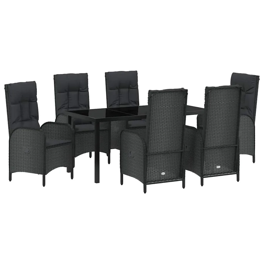 Ensemble de salle à manger pour jardin 7 pcs Noir polyrotin - 2