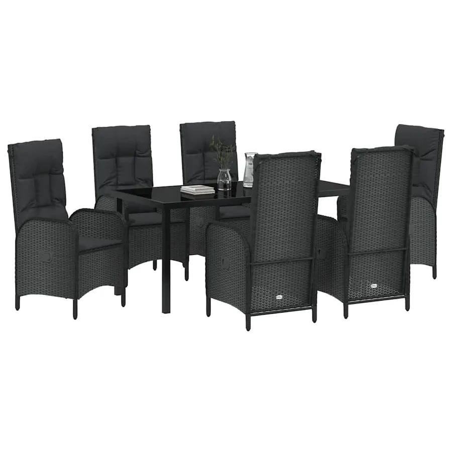 Ensemble de salle à manger pour jardin 7 pcs Noir polyrotin - 3
