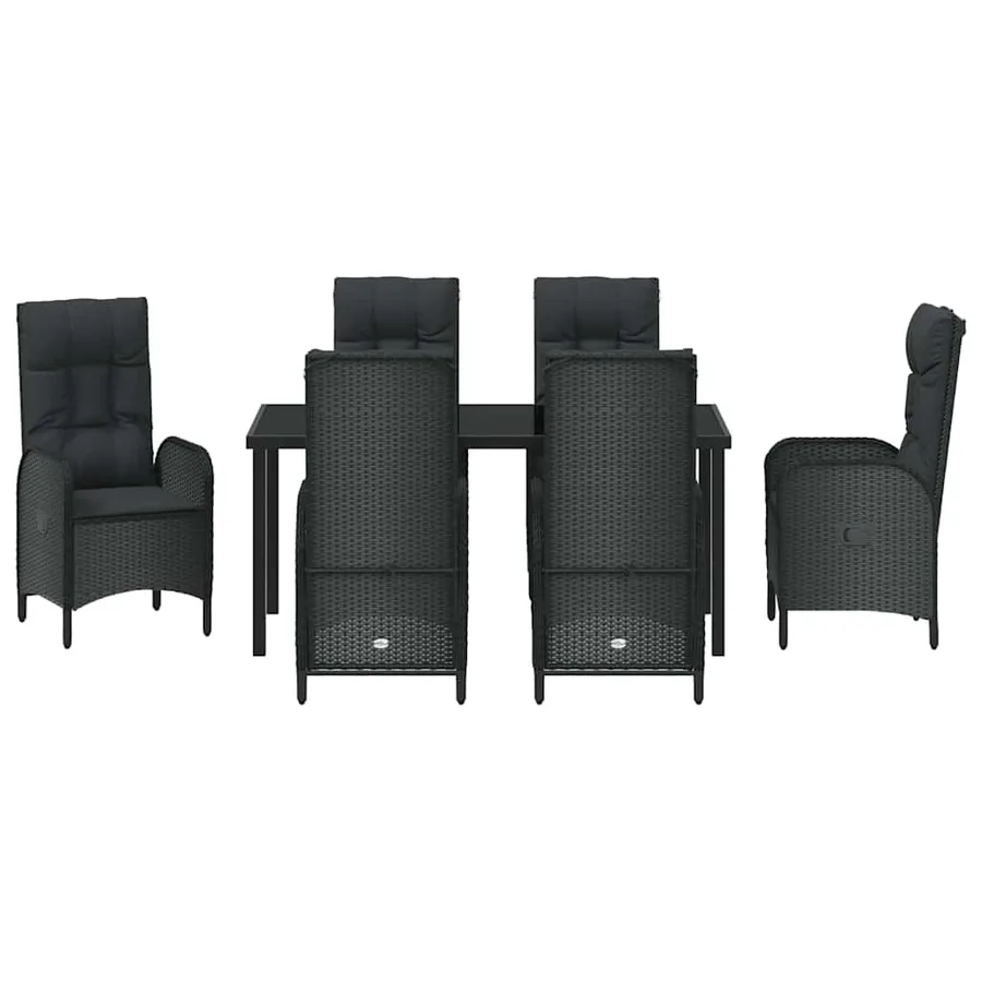 Ensemble de salle à manger pour jardin 7 pcs Noir polyrotin - 7