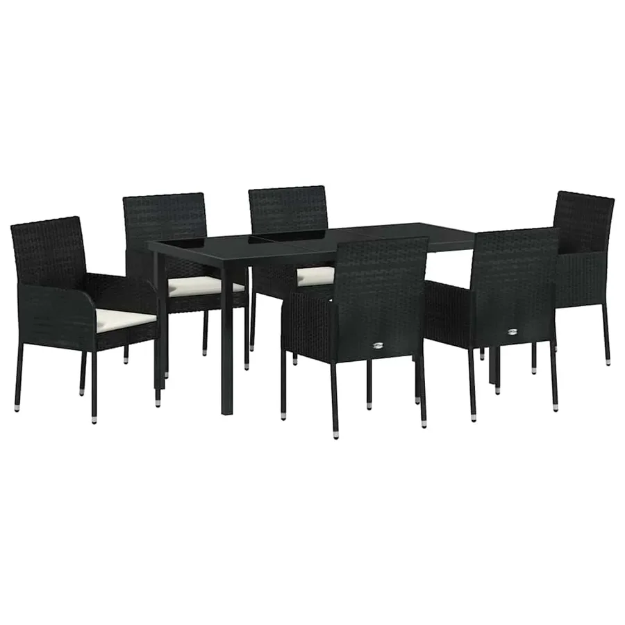 Ensemble de salle à manger pour jardin 7 pcs Noir polyrotin - 2