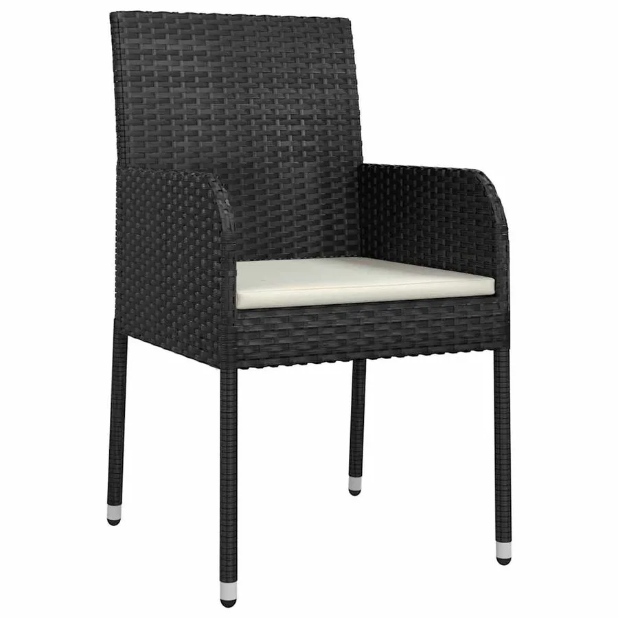 Ensemble de salle à manger pour jardin 7 pcs Noir polyrotin - 6