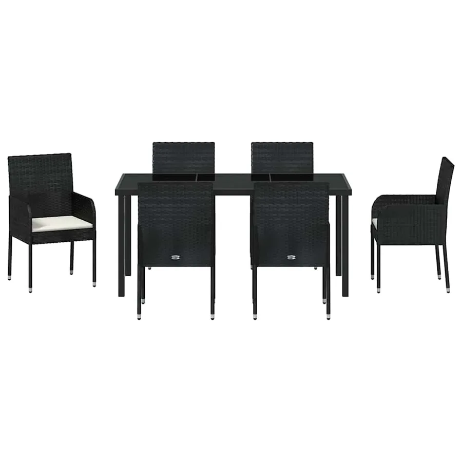 Ensemble de salle à manger pour jardin 7 pcs Noir polyrotin - 7