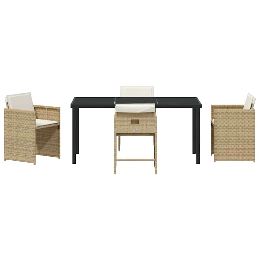 Ensemble de salle à manger pour jardin 5 pcs Beige polyrotin - 7