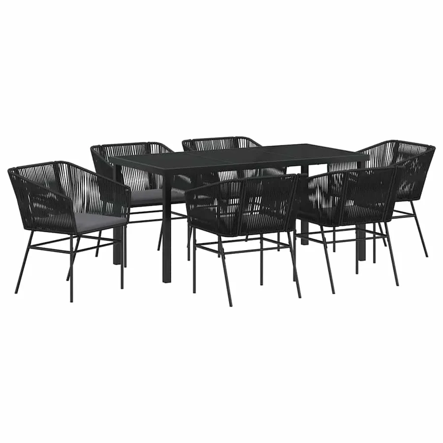 Ensemble de salle à manger pour jardin avec coussin 7 pcs Noir - 2