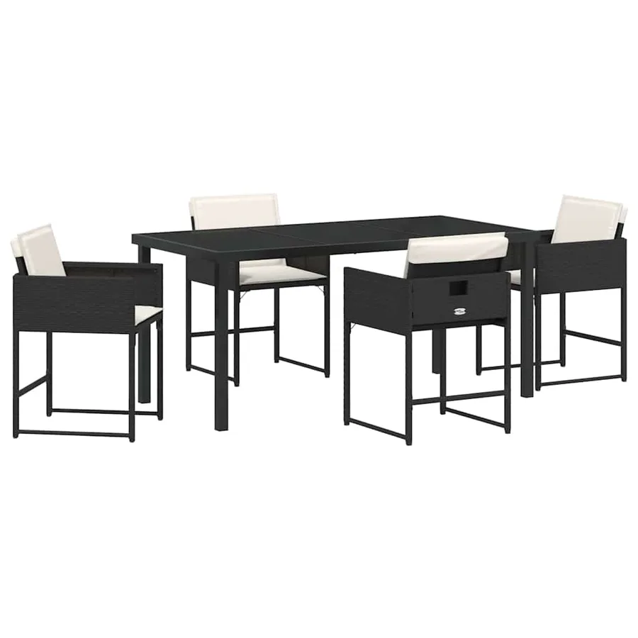 Ensemble de salle à manger pour jardin 5 pcs Noir polyrotin - 2