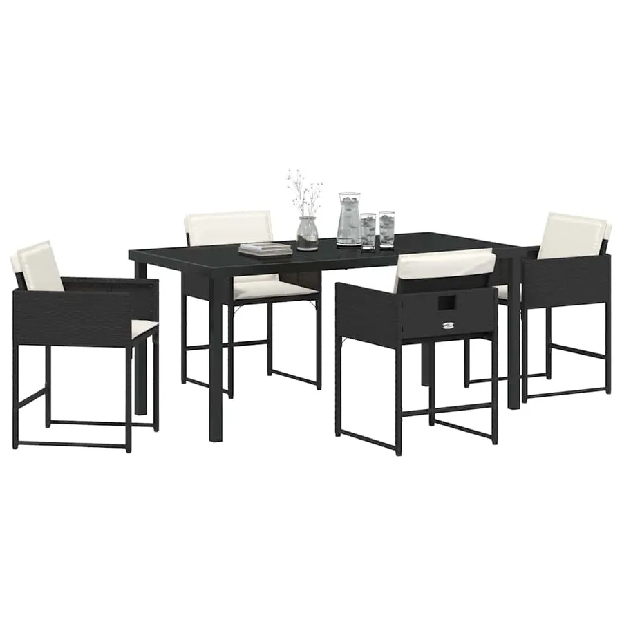 Ensemble de salle à manger pour jardin 5 pcs Noir polyrotin - 3