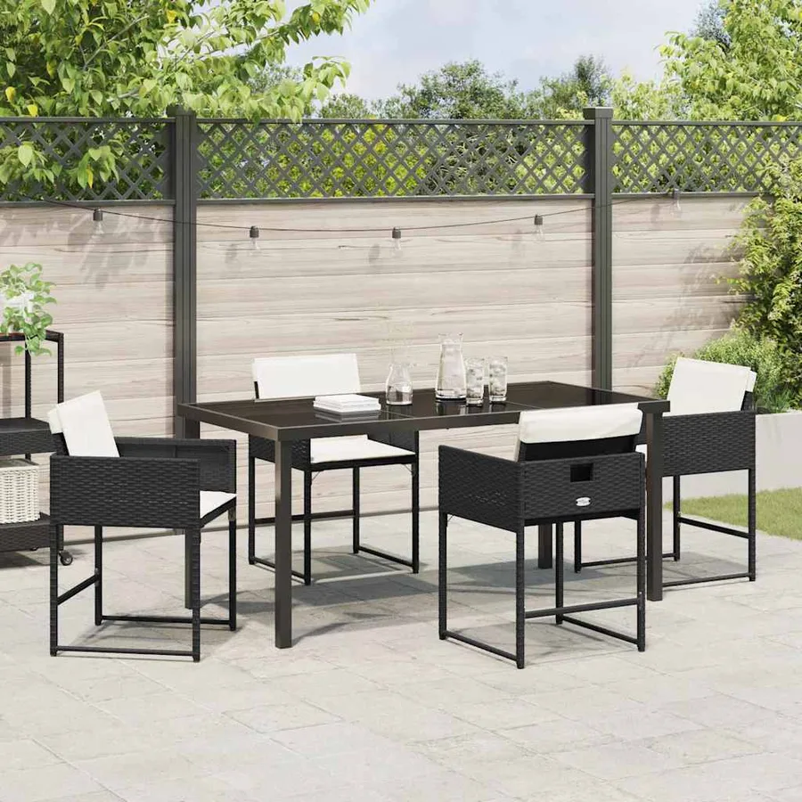 Ensemble de salle à manger pour jardin 5 pcs Noir polyrotin - 4