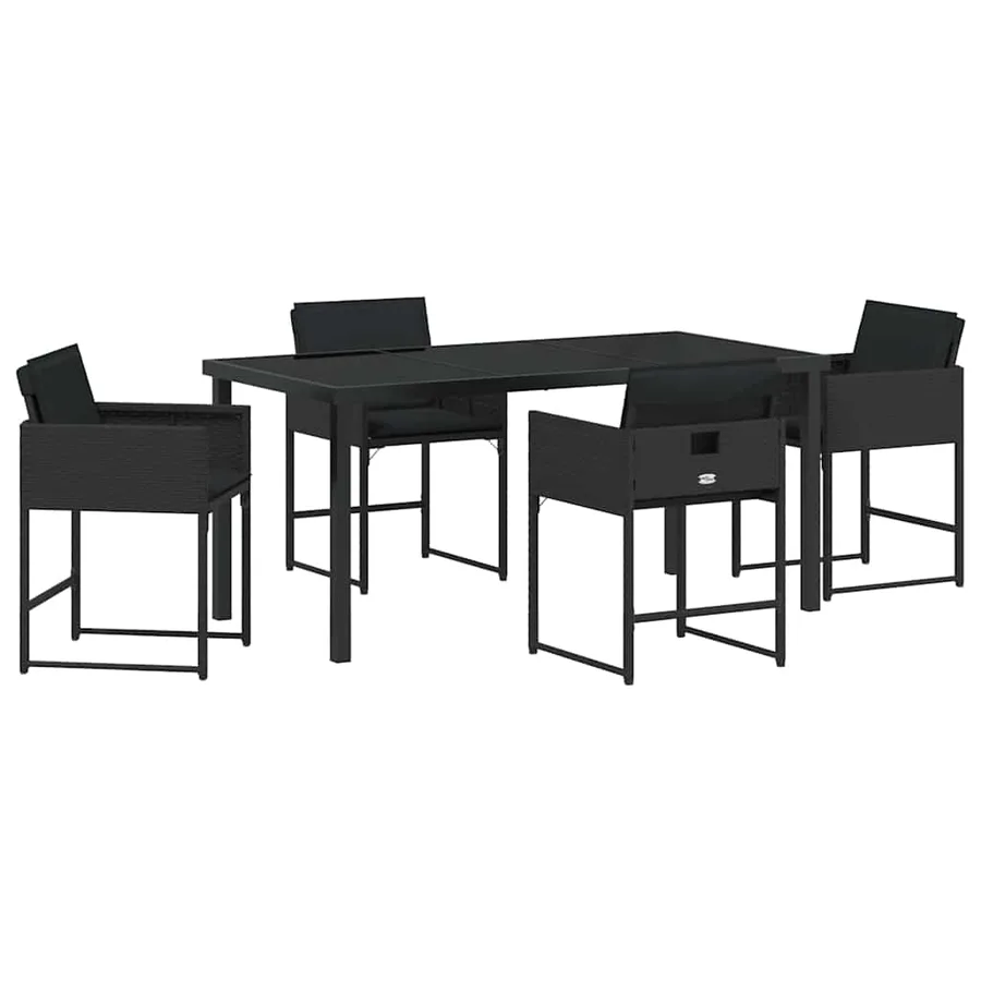 Ensemble de salle à manger pour jardin 5 pcs Noir polyrotin - 2