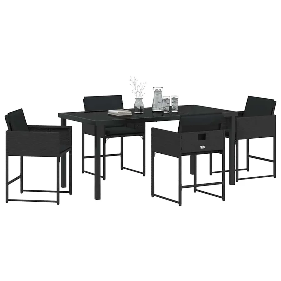 Ensemble de salle à manger pour jardin 5 pcs Noir polyrotin - 3