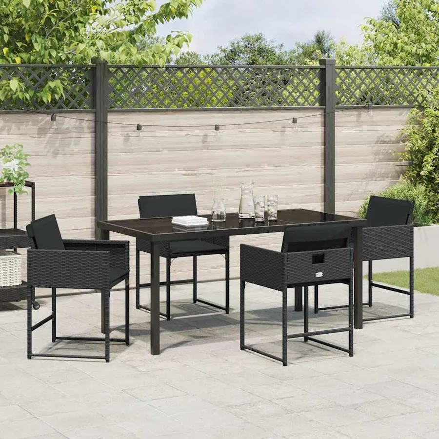 Ensemble de salle à manger pour jardin 5 pcs Noir polyrotin - 4