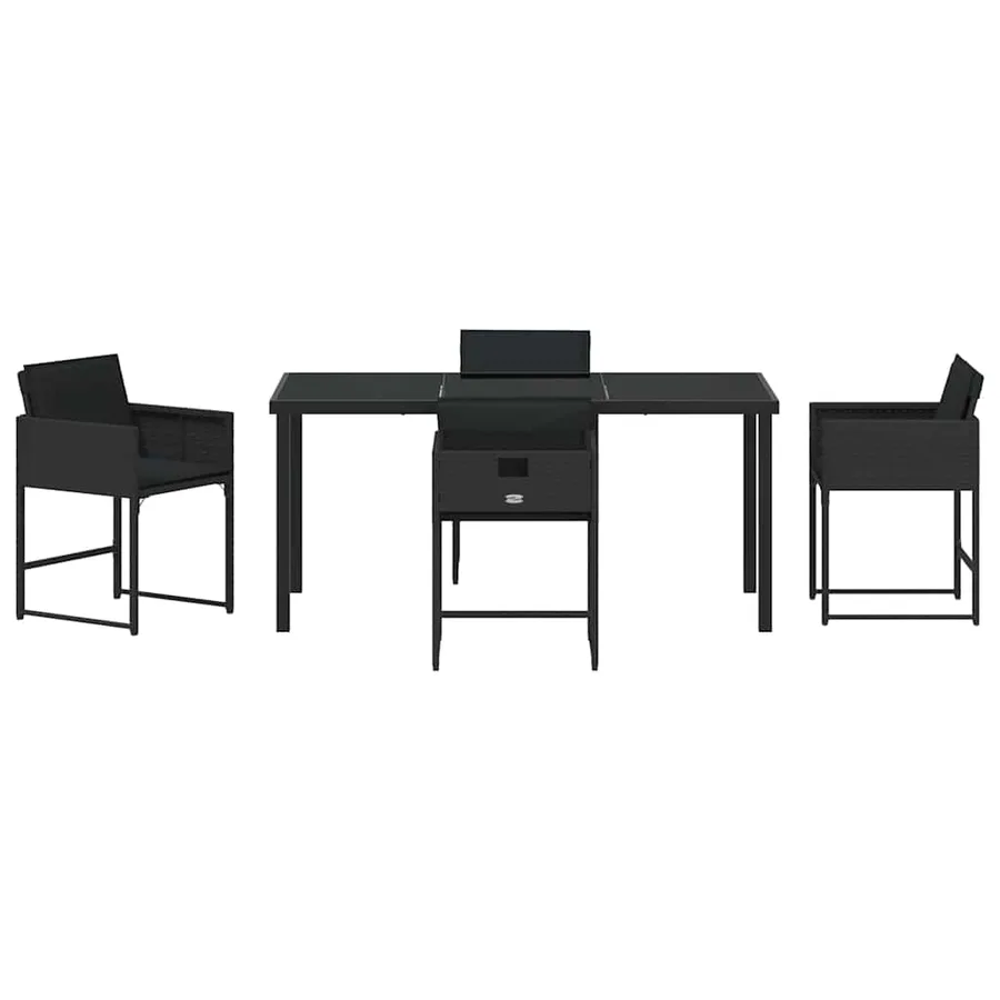 Ensemble de salle à manger pour jardin 5 pcs Noir polyrotin - 7