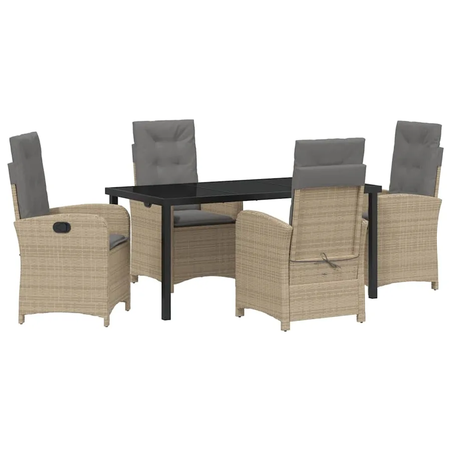 Ensemble de salle à manger pour jardin 5 pcs Beige polyrotin - 2