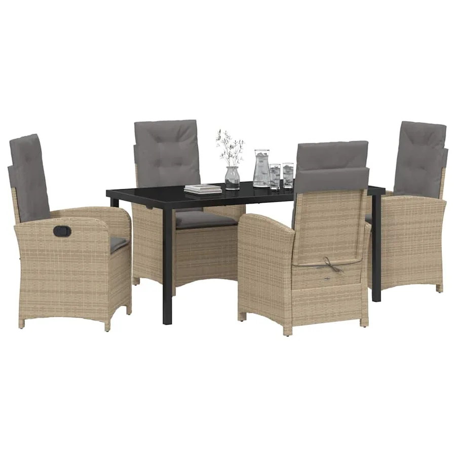 Ensemble de salle à manger pour jardin 5 pcs Beige polyrotin - 3