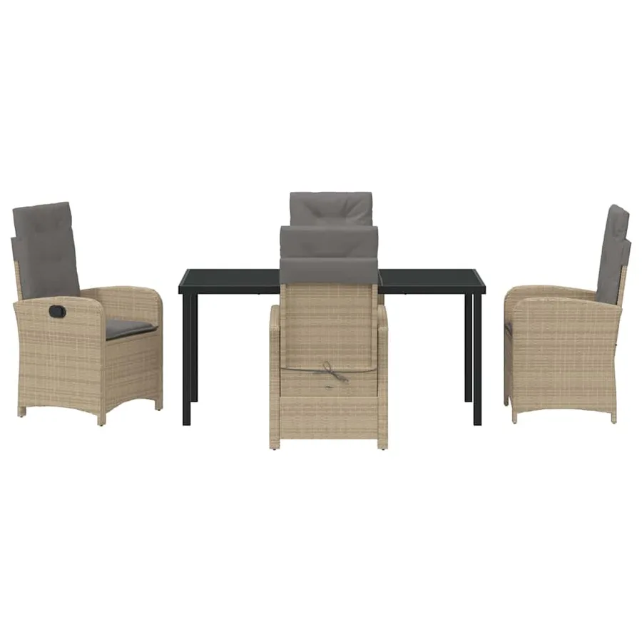 Ensemble de salle à manger pour jardin 5 pcs Beige polyrotin - 7