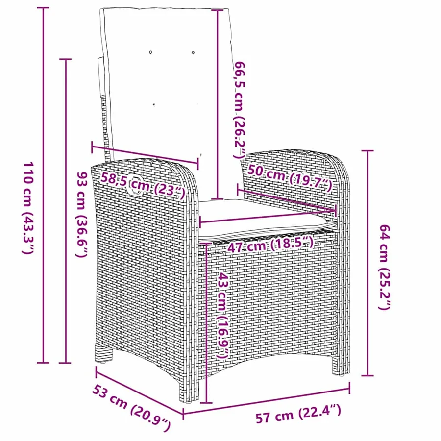 Ensemble de salle à manger pour jardin 5 pcs Beige polyrotin - 8