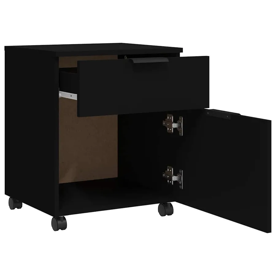 Classeur mobile avec roues noir 45x38x54 cm bois d'ingénierie - 6