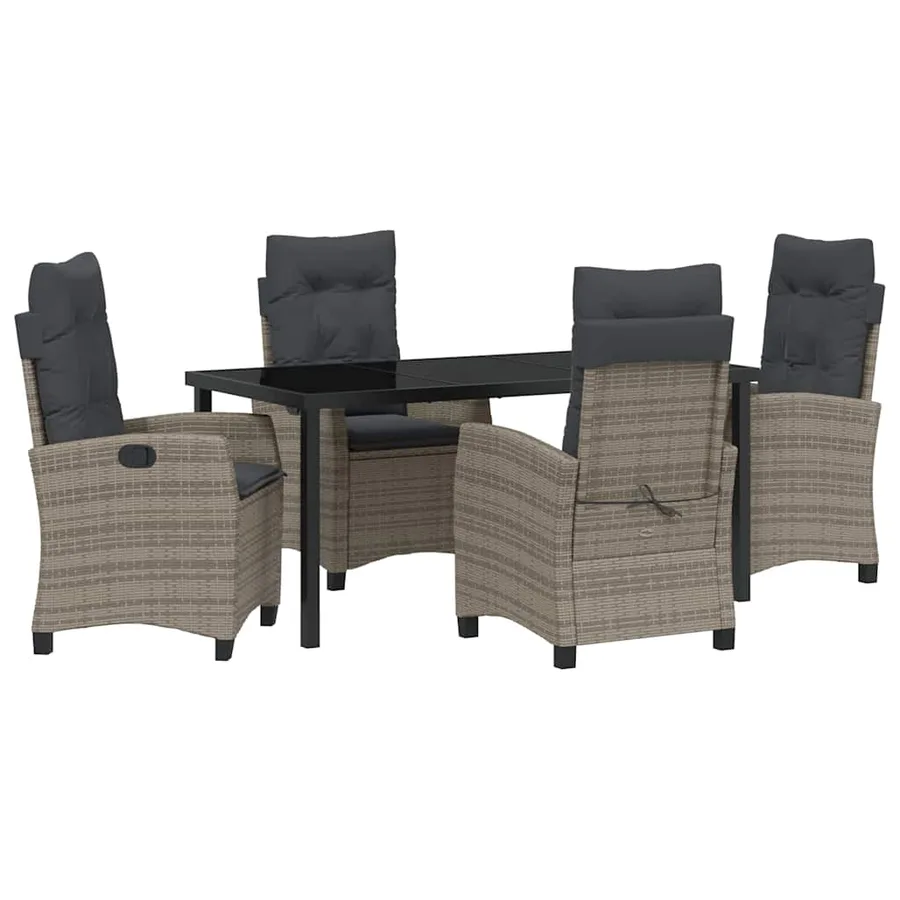 Ensemble de salle à manger pour jardin 5 pcs Gris polyrotin - 2