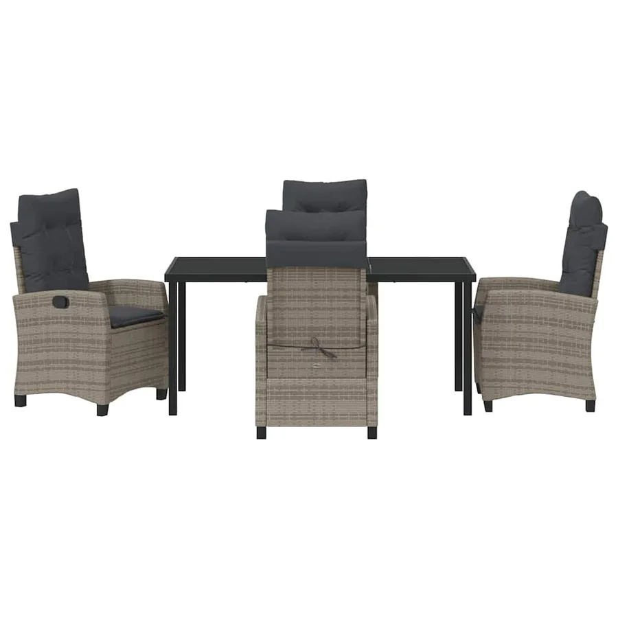 Ensemble de salle à manger pour jardin 5 pcs Gris polyrotin - 7