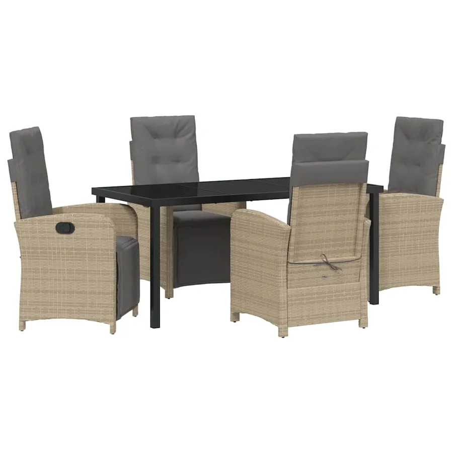 Ensemble de salle à manger pour jardin 5 pcs Beige polyrotin - 2
