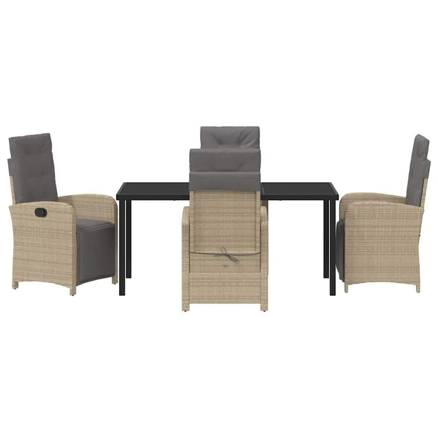 Ensemble de salle à manger pour jardin 5 pcs Beige polyrotin - 7