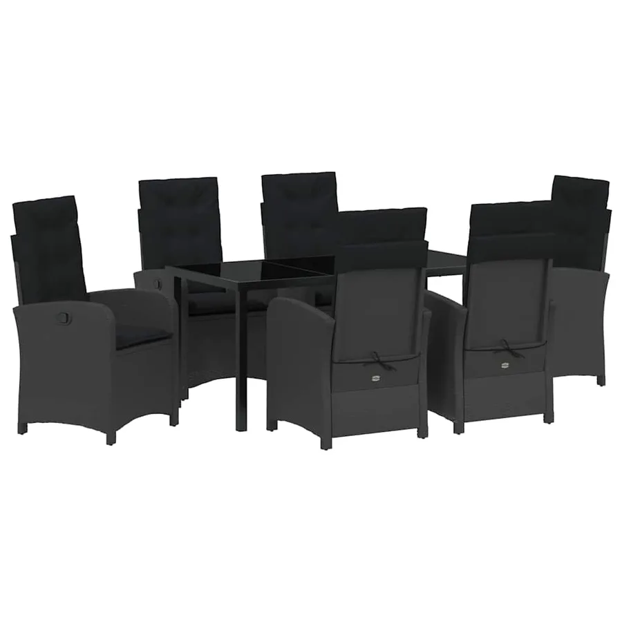 Ensemble de salle à manger pour jardin 7 pcs Noir polyrotin - 2