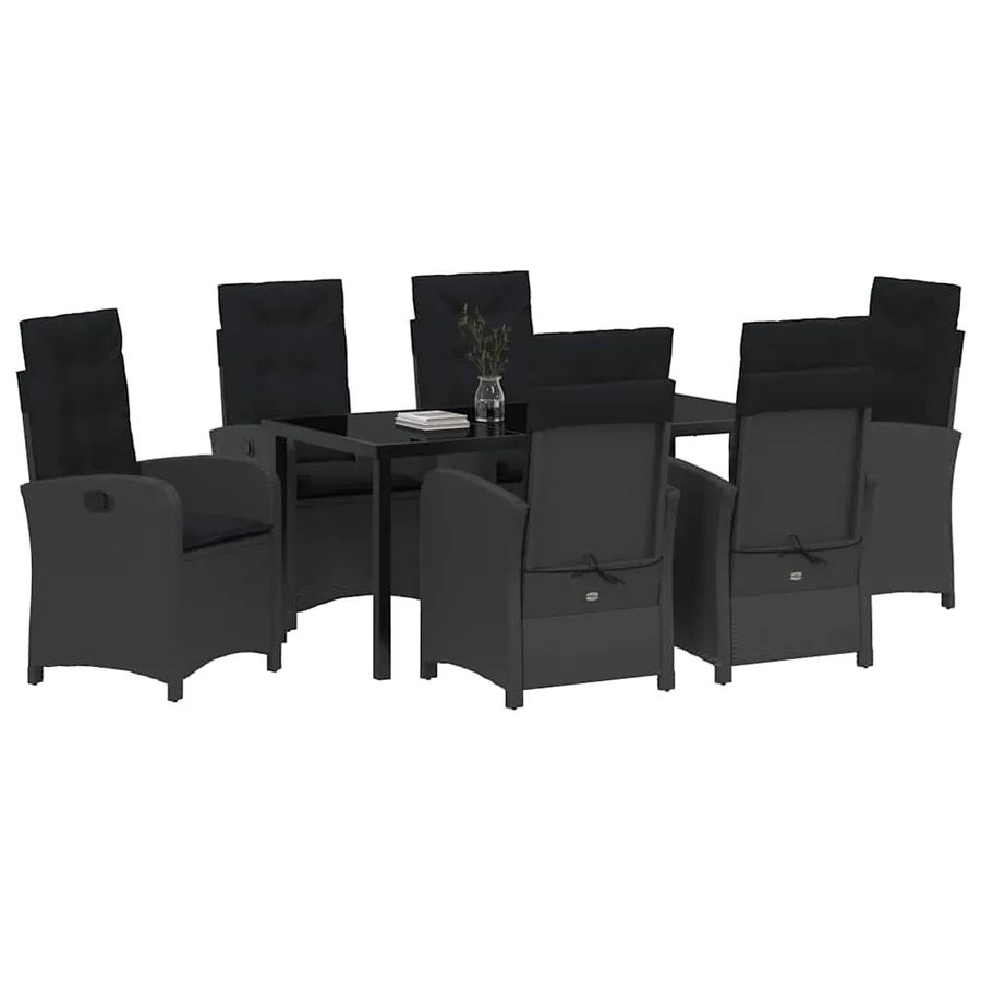 Ensemble de salle à manger pour jardin 7 pcs Noir polyrotin - 3