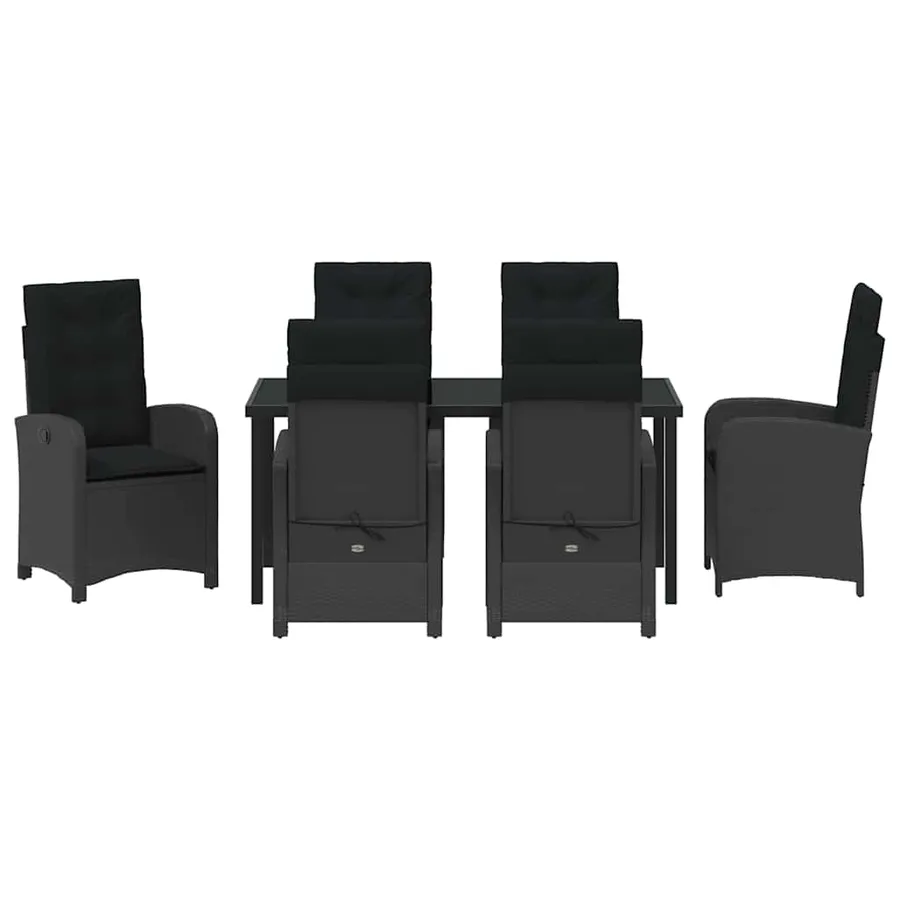 Ensemble de salle à manger pour jardin 7 pcs Noir polyrotin - 7