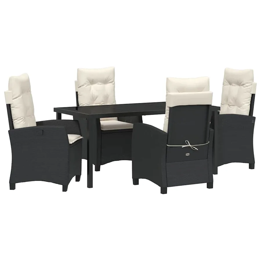 Ensemble de salle à manger pour jardin 5 pcs Noir polyrotin - 2