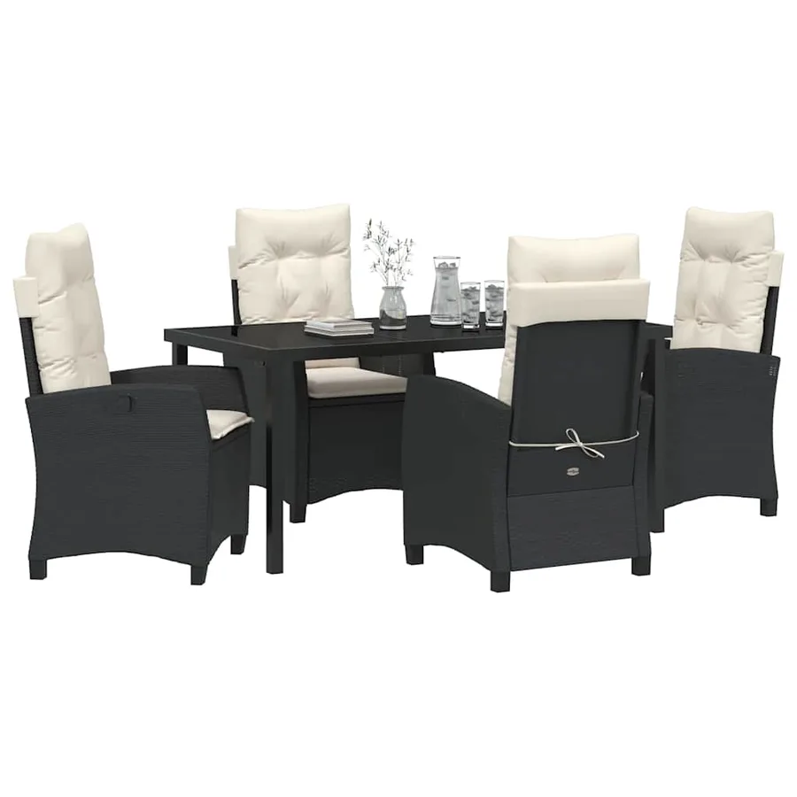 Ensemble de salle à manger pour jardin 5 pcs Noir polyrotin - 3
