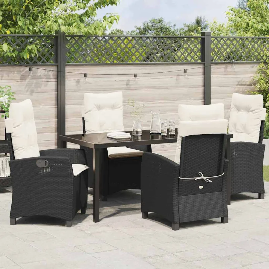 Ensemble de salle à manger pour jardin 5 pcs Noir polyrotin - 4