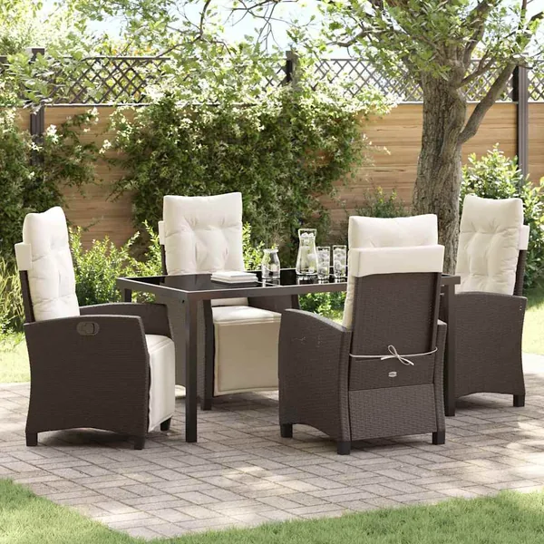 Ensemble de salle à manger pour jardin 5 pcs Marron polyrotin